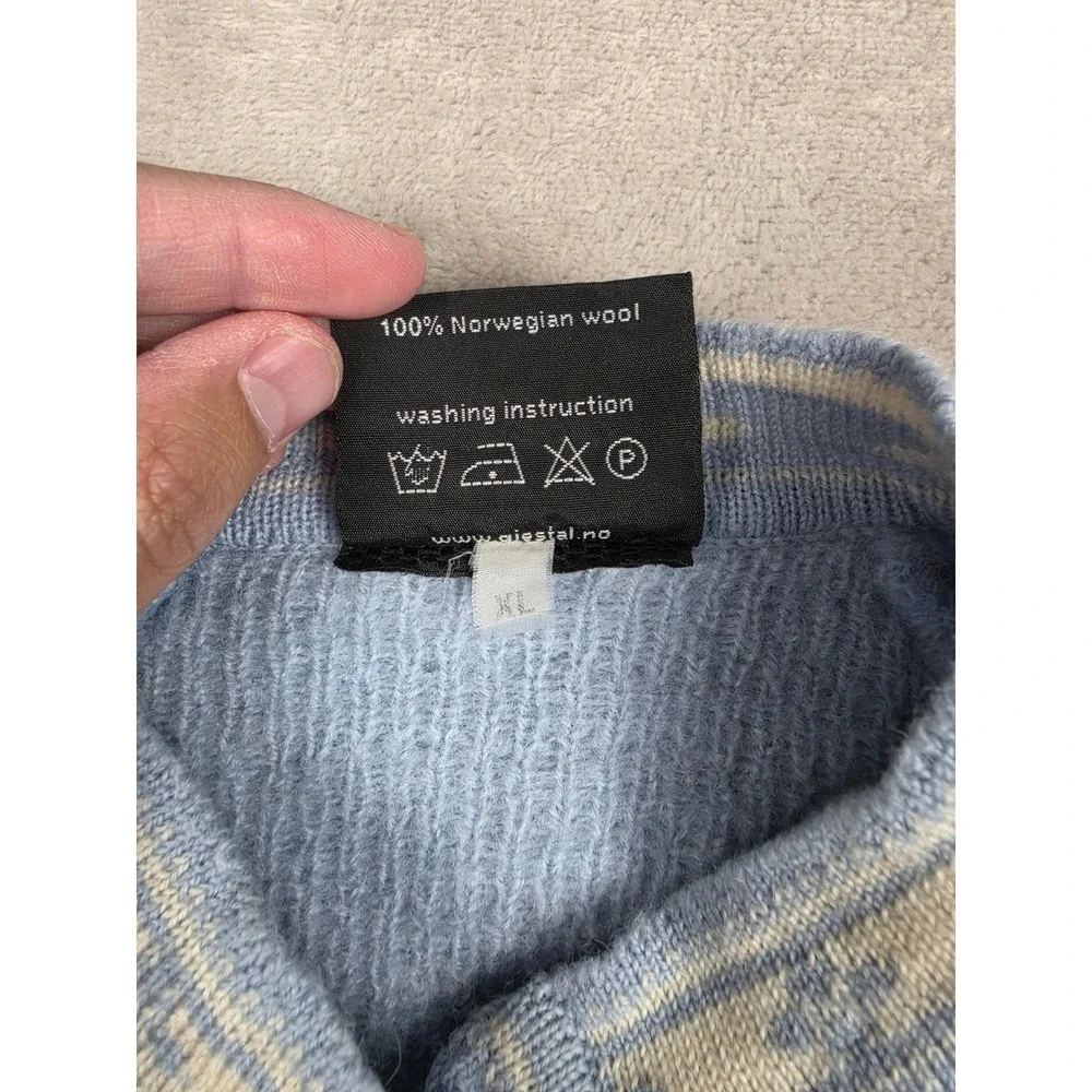 Gjestal Exclusive Norwegian Wool Cardigan Sweater Youth Girls XL Blue Fair Isle